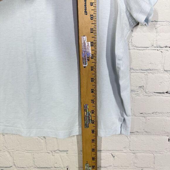 Lululemon Women Size 10 Blue Crew Neck Short Sleeve Cropped T-shirt Gym Casual - Picture 8 of 10